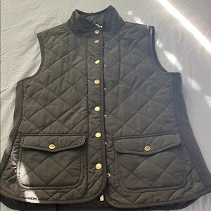 Max Studio Quilted Black Vest with Gold Accents